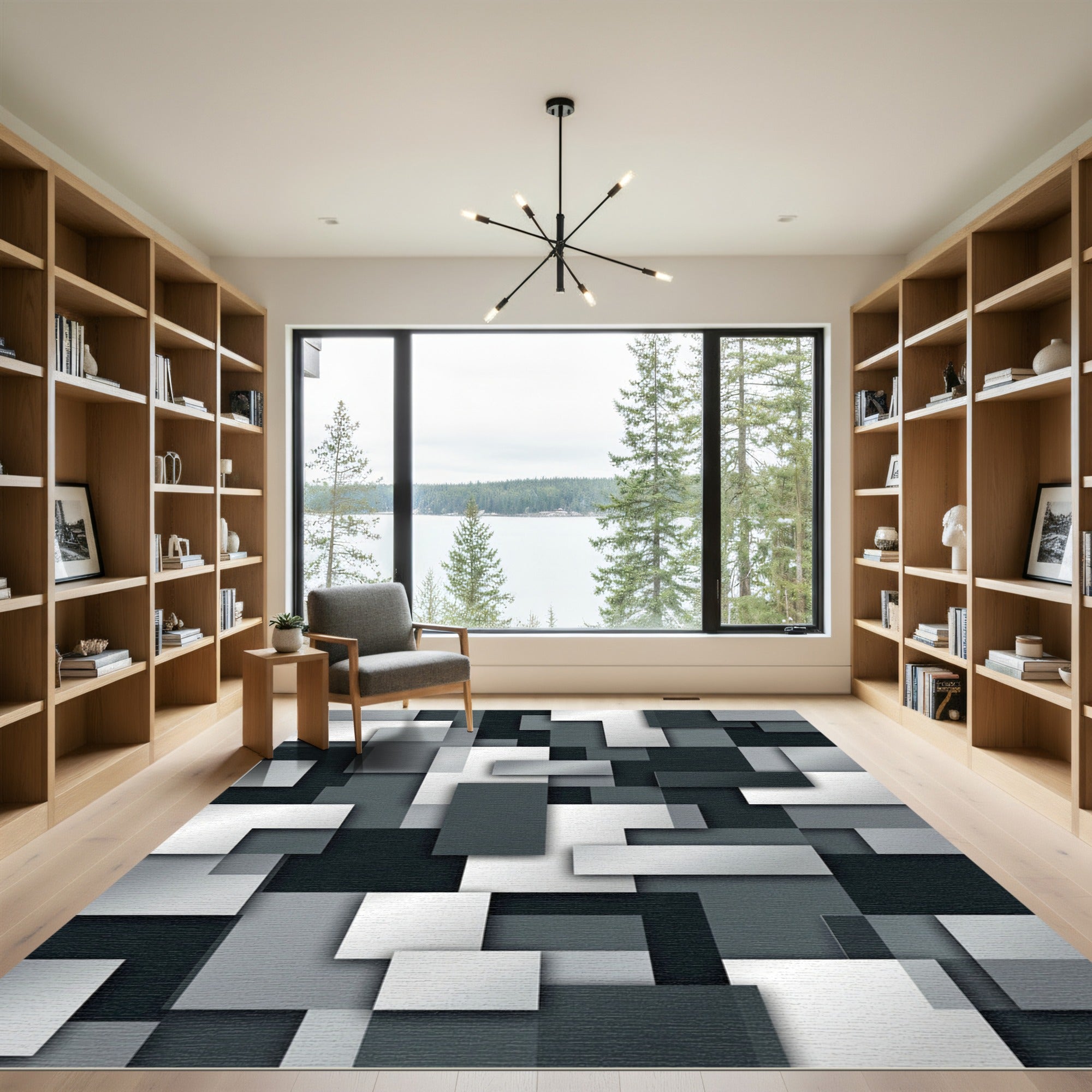 Monochromatic Geometric Stacked Squares Rug