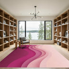 Abstract Pink Ombre Wavy Layered Rug