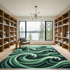 Sage Green Swirling Ocean Waves Rug