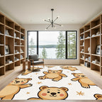 Cute Honey Bear Star Arrangement Rug