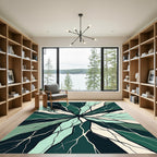 Emerald Teal Abstract Fragment Layout Rug