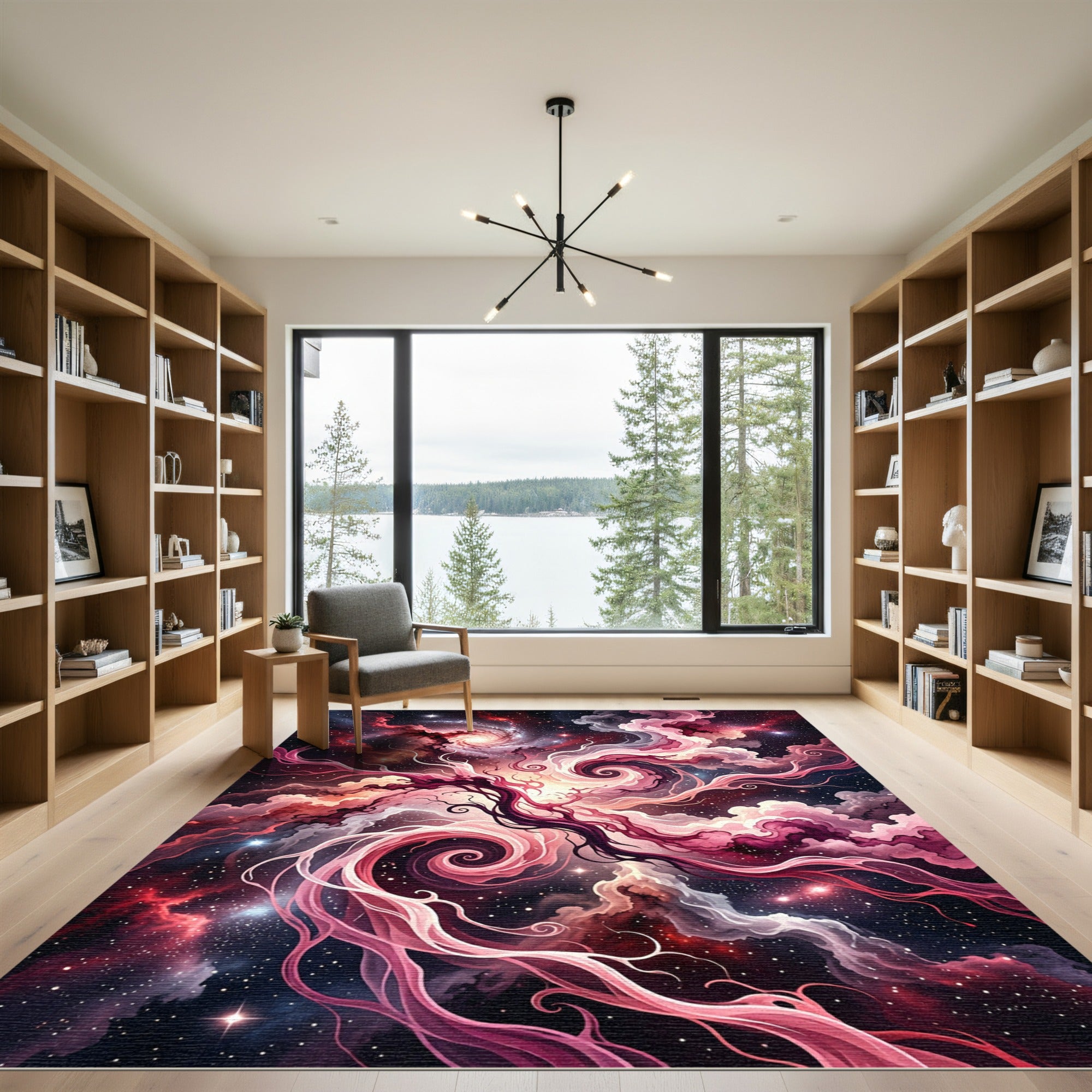 Cosmic Pink Nebula Swirl Rug