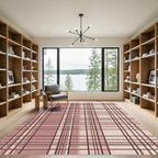 Dusty Rose Plaid Grid Composition Rug