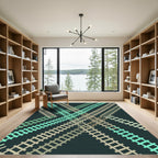 Crossed Tracks Aquamarine Tan Rug