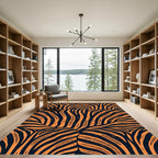 Bold Burnt Orange Zebra Tribal Swirl Rug