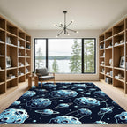 Cosmic Blue Asteroid Galaxy Orbit Rug