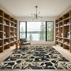 Black and White Spaniel Countryside Toile Rug