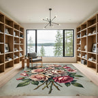 Soft Pink Botanical Rose Bouquet Rug