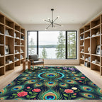 Peacock Feather Floral Medallion Rug