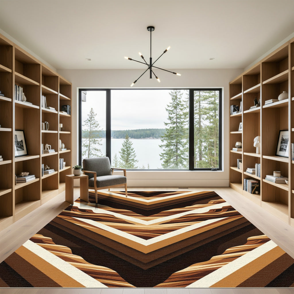 Brown Earthy Chevron Canyon Layers Rug