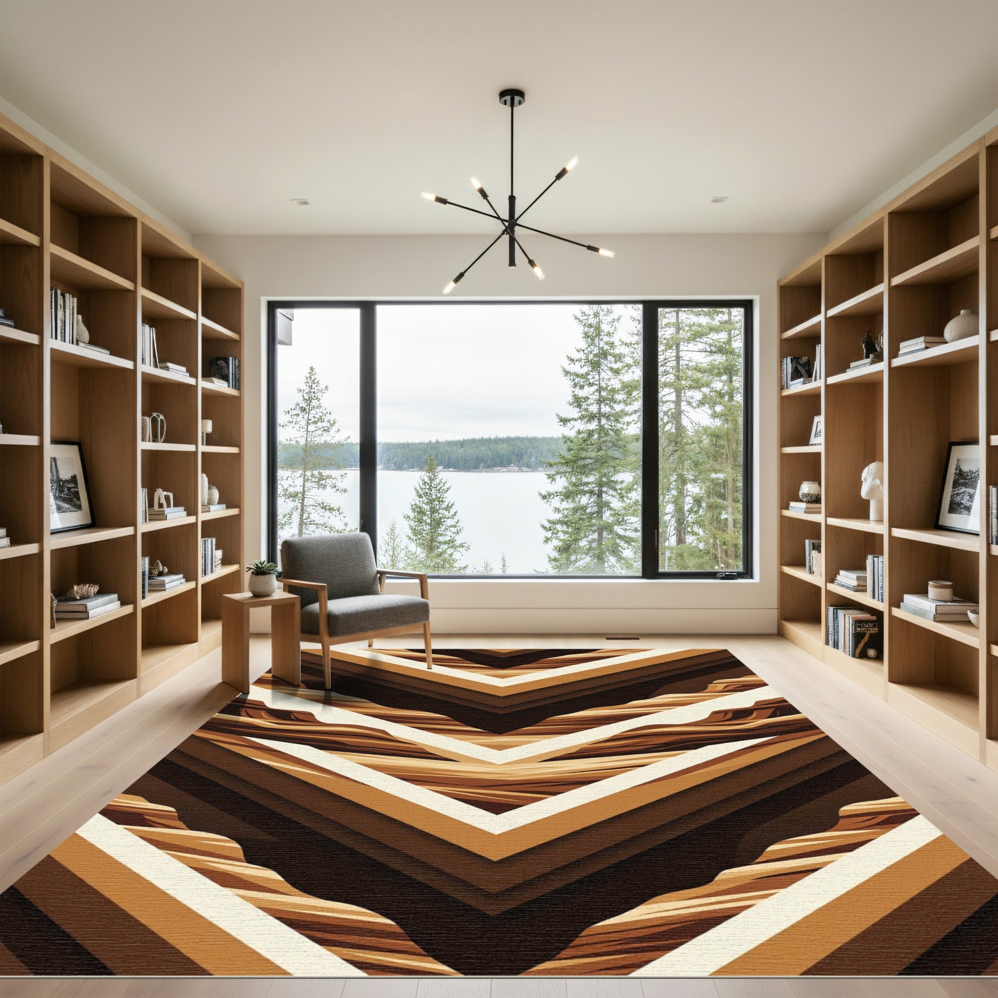 Brown Earthy Chevron Canyon Layers Rug