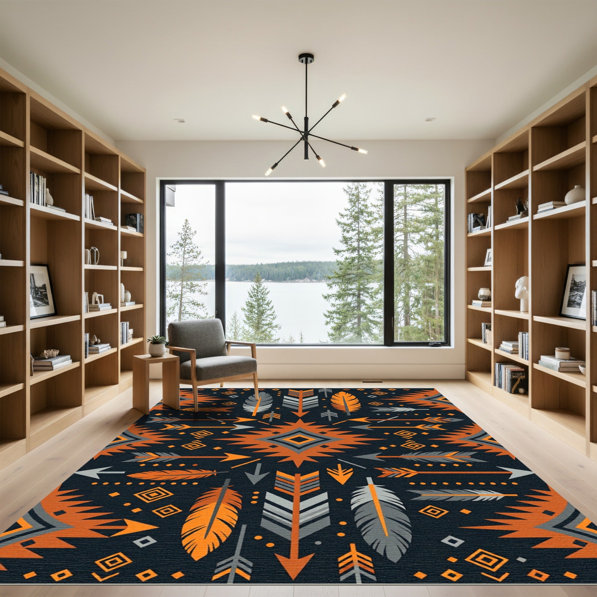 Tribal Geometric Arrow Feather Rug