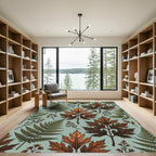 Autumnal Fern and Foliage Leaves Rug