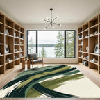 Modern Sage and Forest Green Swirl Rug