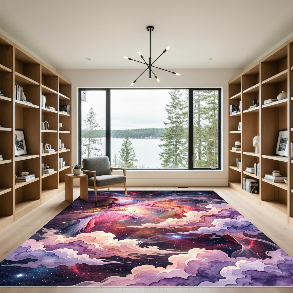 Ethereal Cosmic Nebula Cloud Galaxy Art Rug