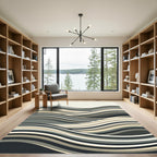 Neutral Tone Wavy Stripe Abstract Rug
