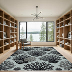 Gray Coral Branch All Over Rug