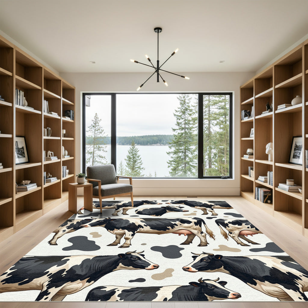 Classic Black and White Farmhouse Cow Rug