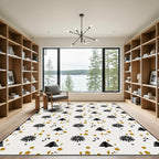 Festive Black Tree Gold Star Scatter Rug