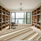 Beige and Brown Diagonal Stripe Rug