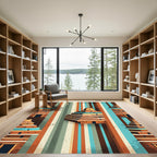 Ancient Ziggurat Terracotta Striped Earth Tone Rug