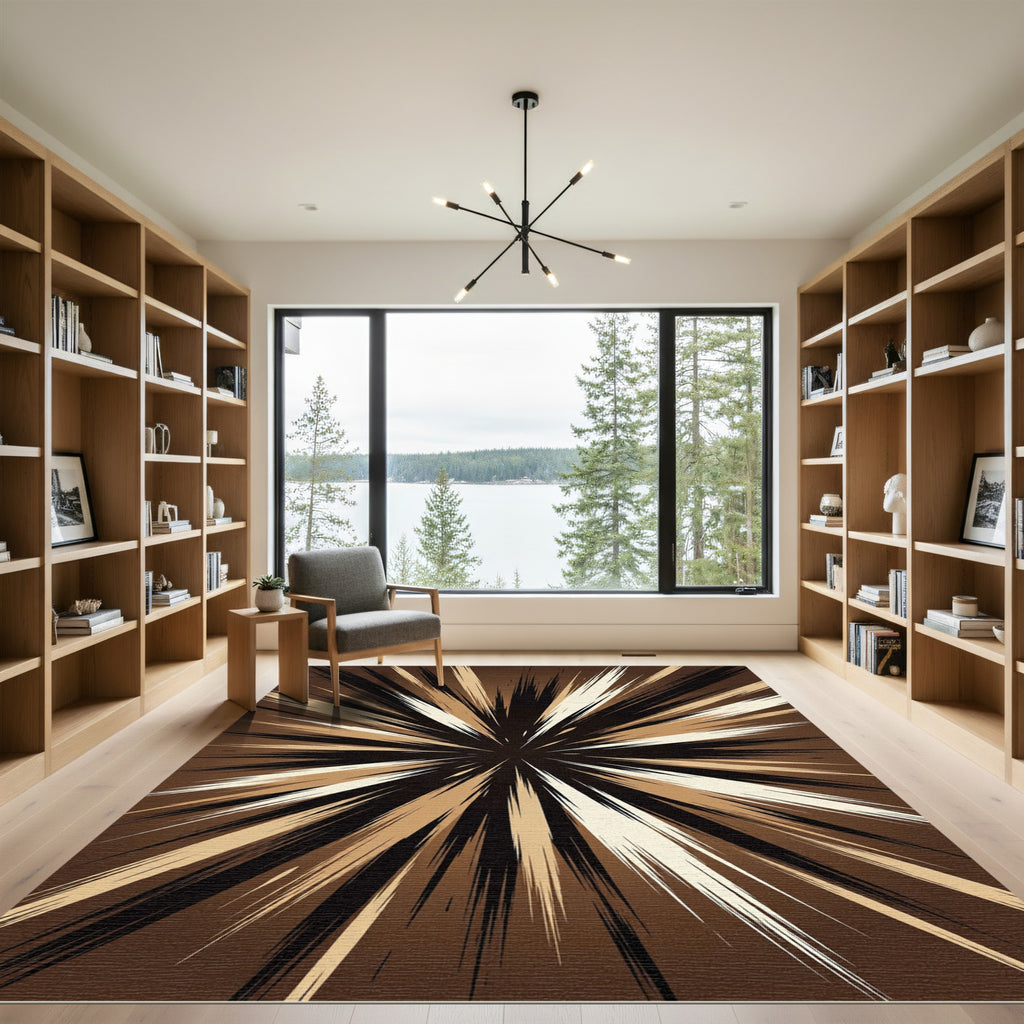Brown Starburst Sharp Rays Rug