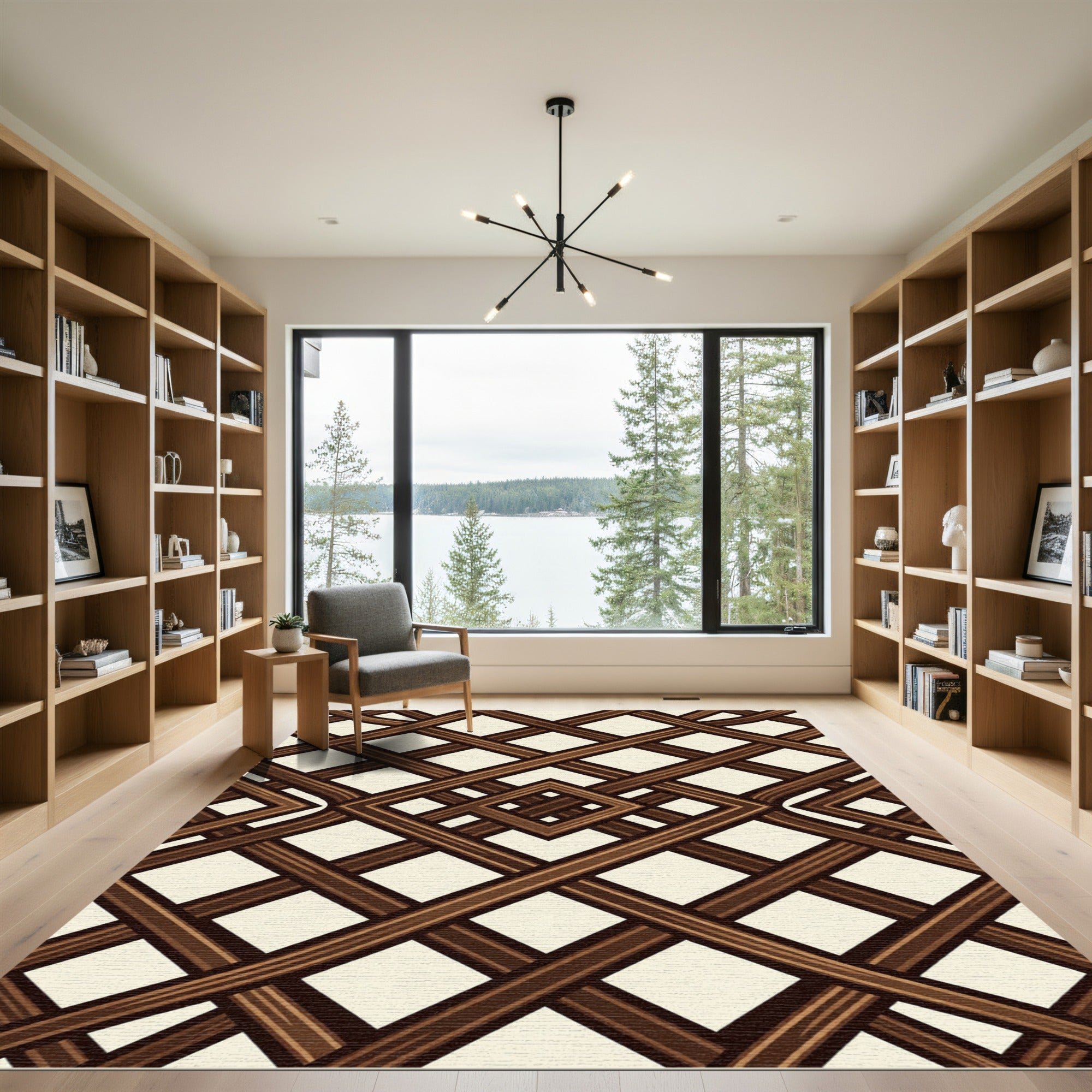 Geometric Hazelwood Lattice Weave Rug