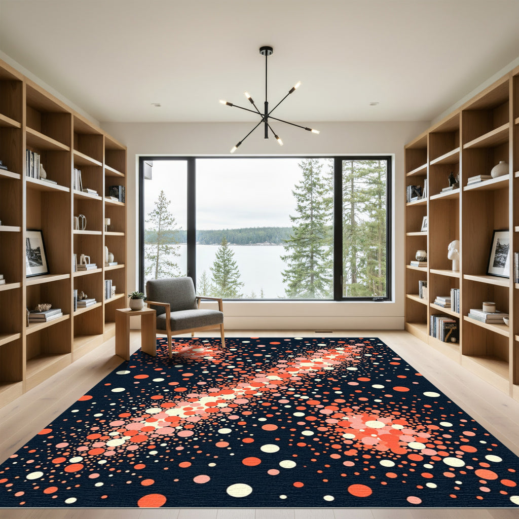 Coral Speckled Starburst Dark Rug