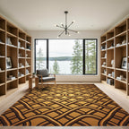 Golden Woven Interlocking Wave Rug