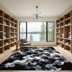 Monochromatic Abstract Fluid Ink Swirl Rug
