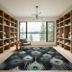 Elegant Peacock Feather Teal Eye Rug