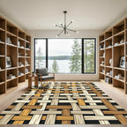 Woven Wood Texture Earth Tones Rug