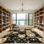 Modern Black and Golden Tabby Cats Rug