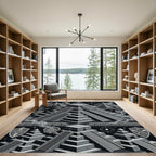 Monochrome Aztec Pyramid Celestial Geometry Rug