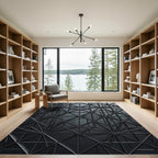 Dark Gray Geometric Intersecting Lines Rug