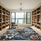 Elegant Muted Floral Bouquet Rose Lily Rug