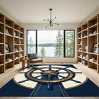 Classic Navy Gold Ship Wheel Rug