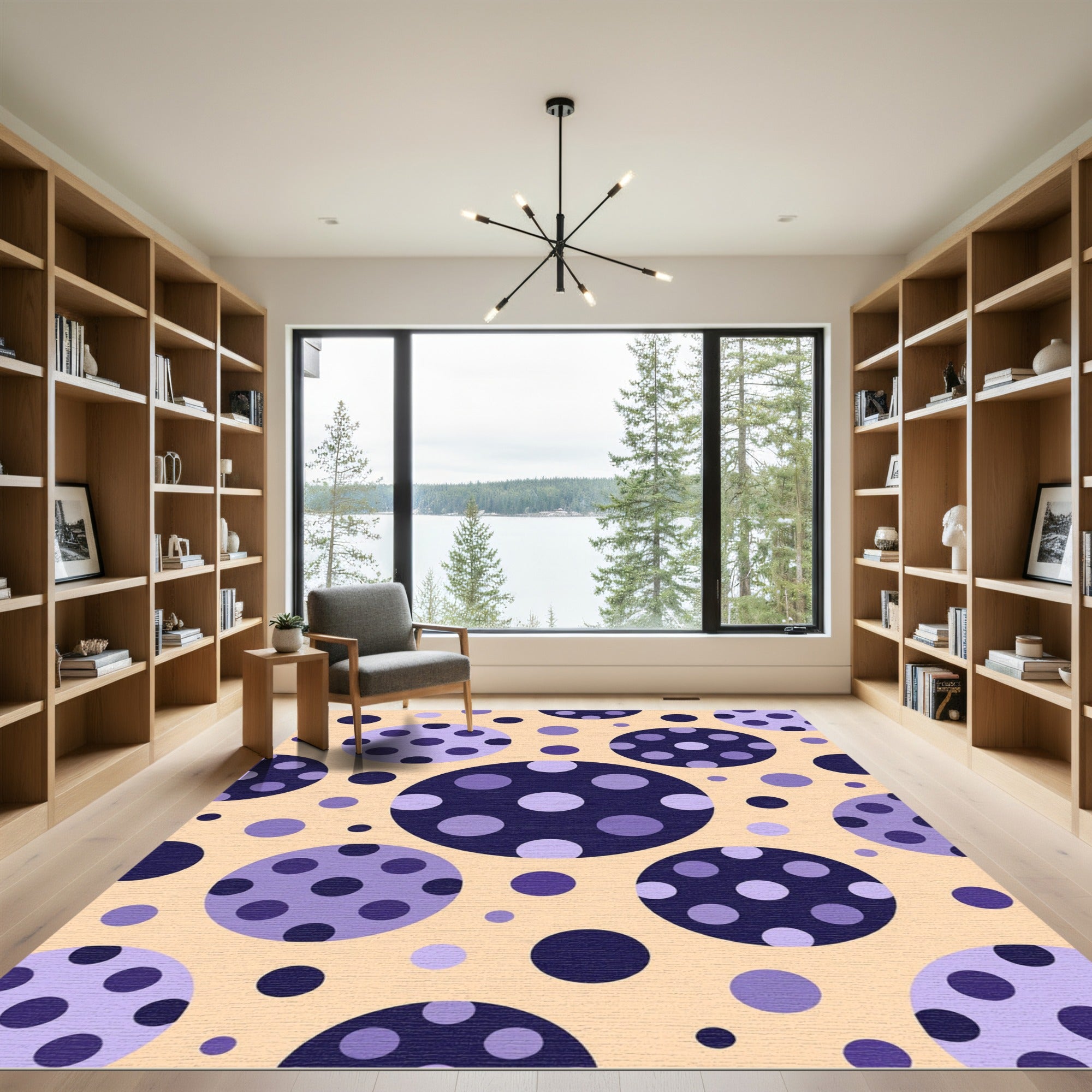 Whimsical Purple Polka Dot Circles Rug