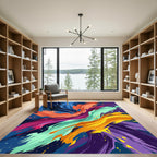 Vibrant Multicolored Modern Abstract Swirl Rug