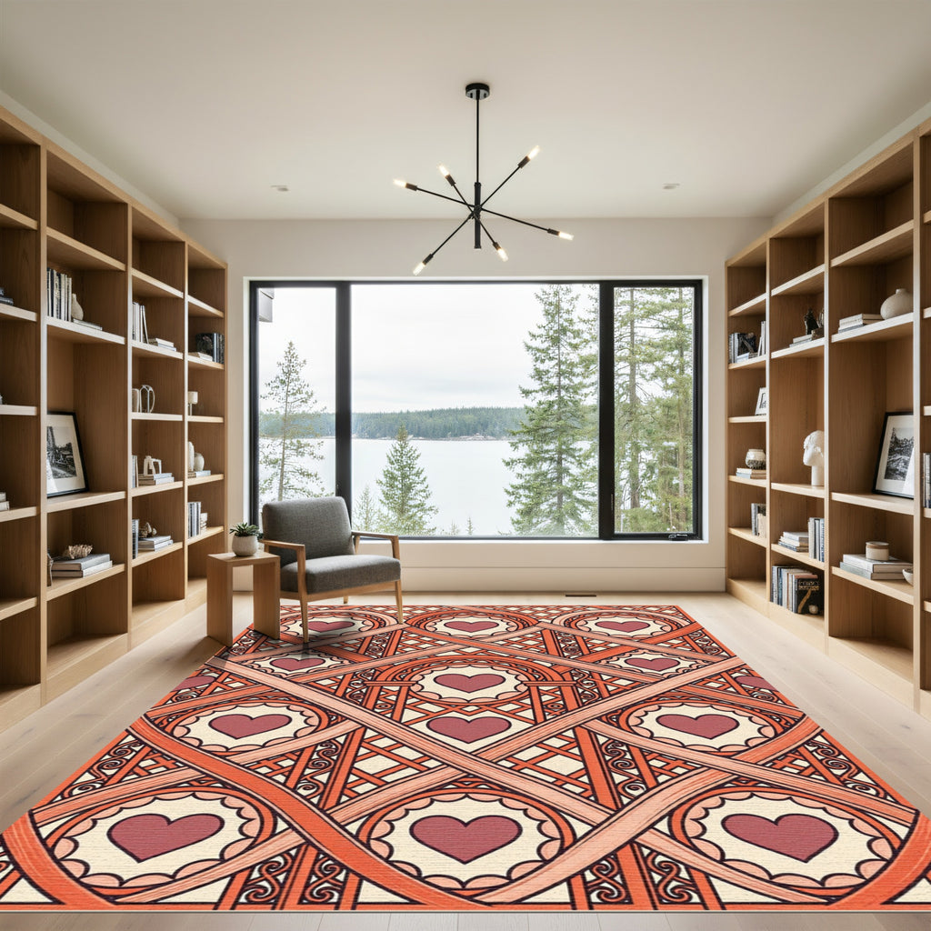 Crimson Heart Medallion Lattice Rug