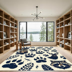Wildlife Forest Animal Tracks Cream Artwork Rug