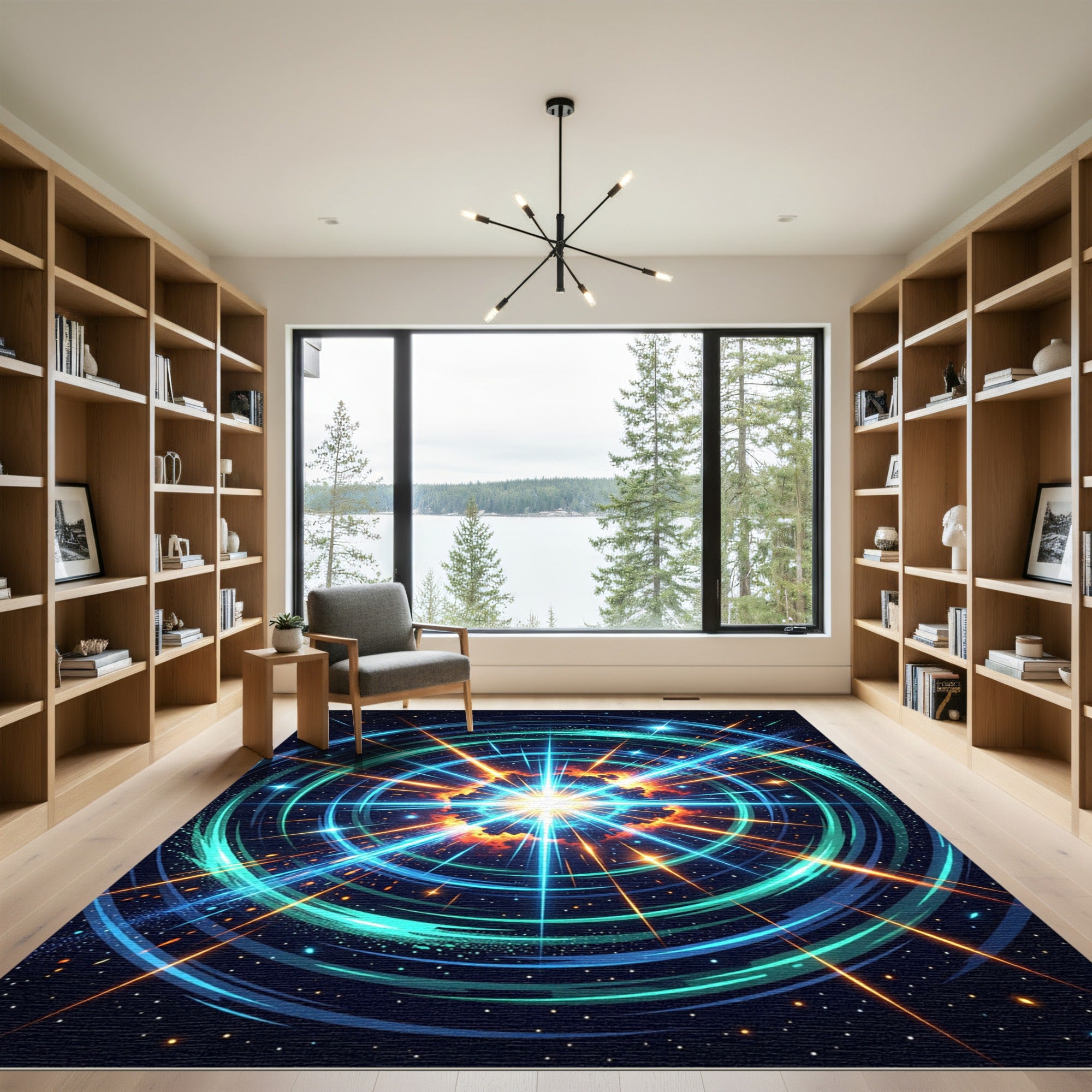 Radiant Cosmic Energy Celestial Swirl Rug