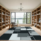 Monochrome Geometric Blocks Composition Rug