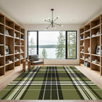 Classic Olive Green Tartan Plaid Rug