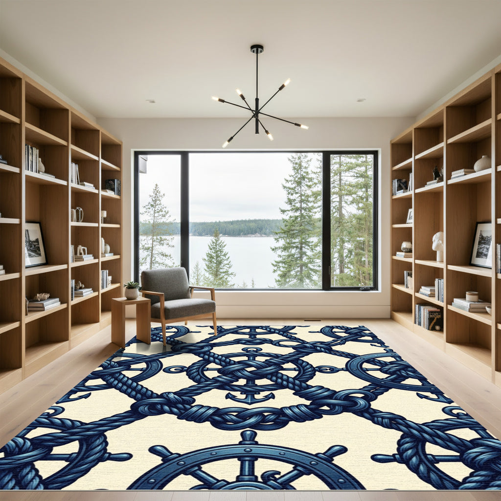 Nautical Rope Anchor Wheel Medley Rug