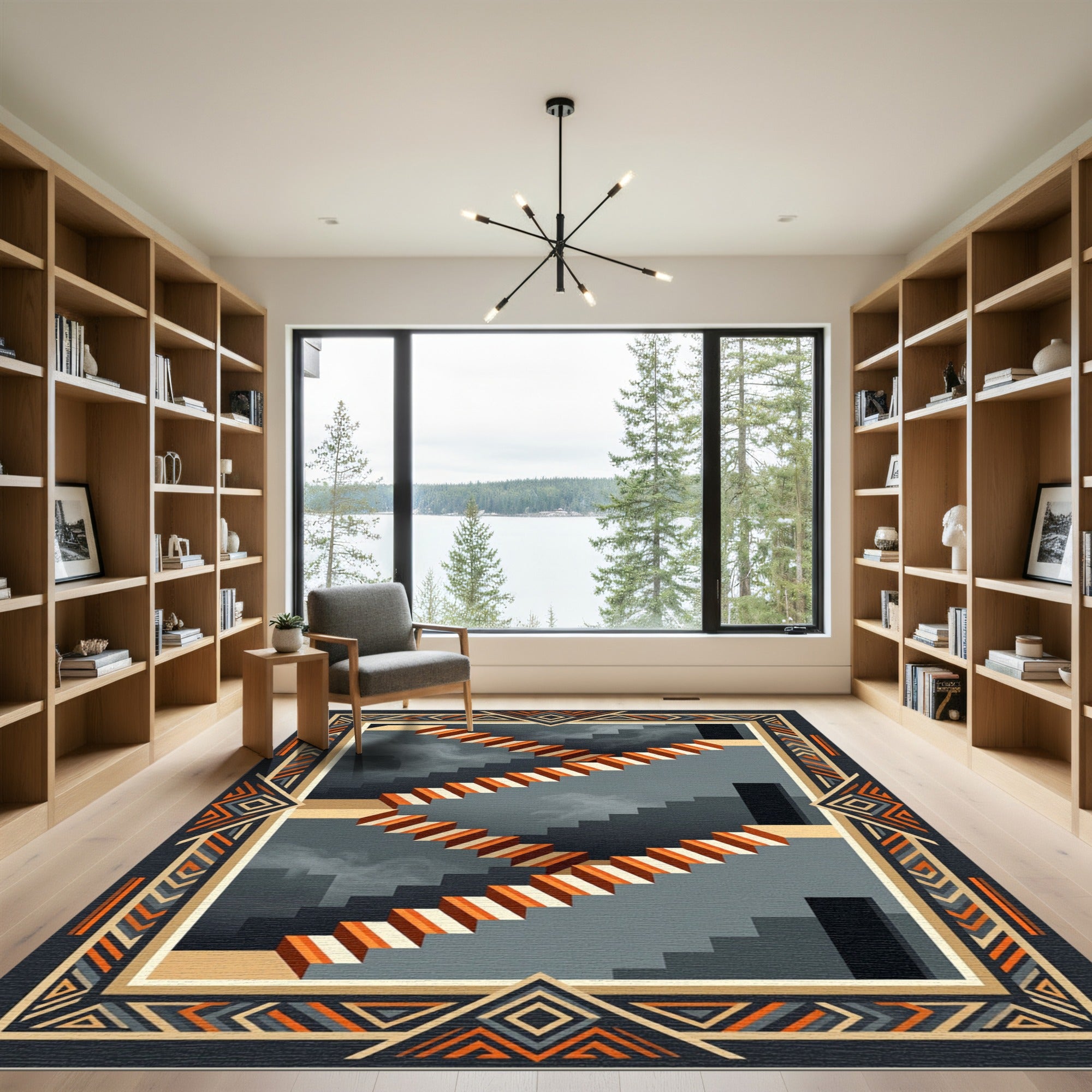 Abstract Staircase Geometric Illusion Rug