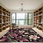 Elegant Mauve Floral Botanical Vine Rug