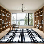Monochromatic Black Grid Window Pane Rug