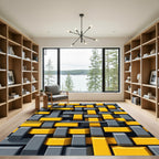 Woven Yellow Gray Interlocking Blocks Rug