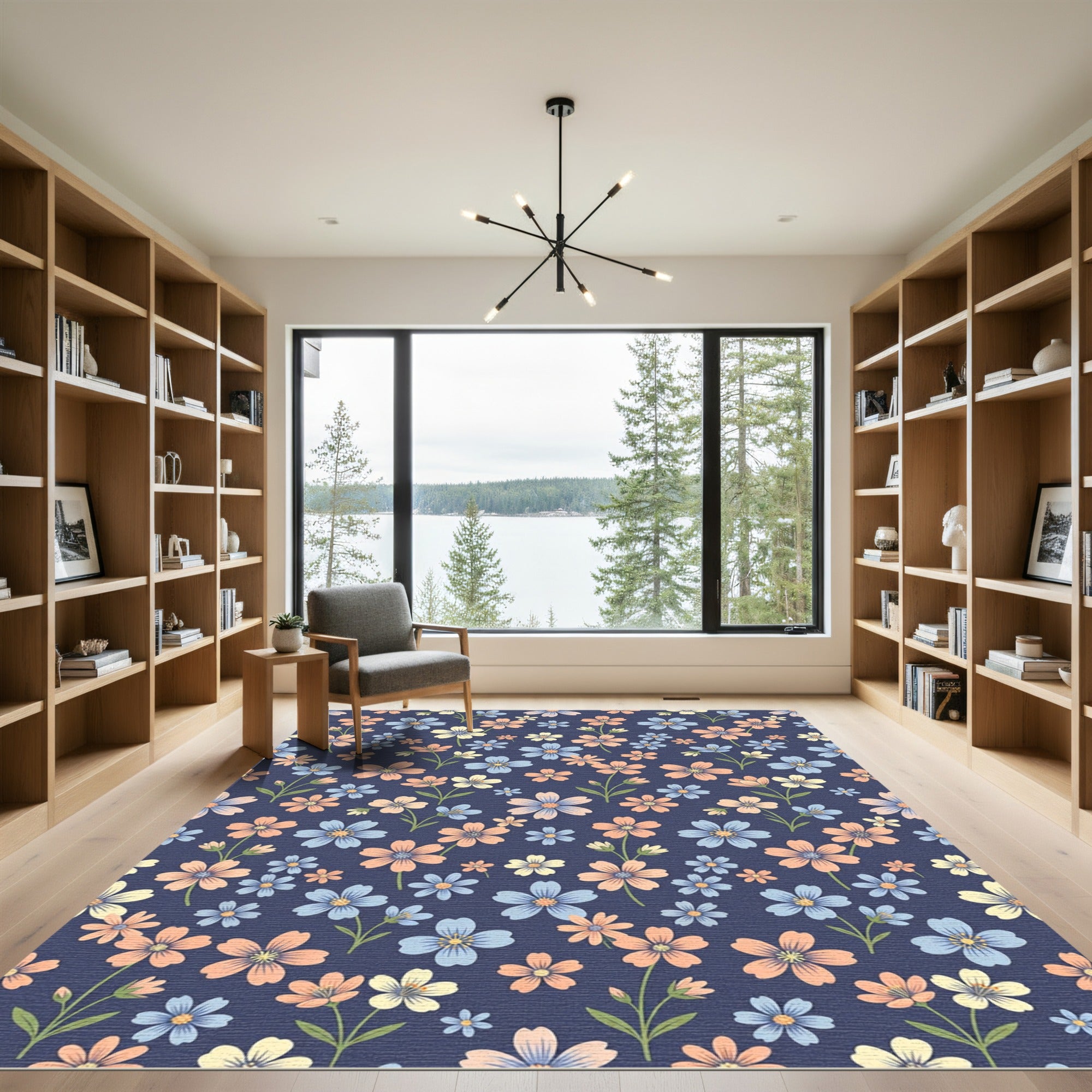 Pastel Floral Meadow Field Rug